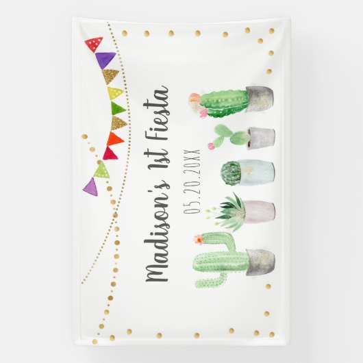 First Fiesta Cactus Birthday Spandoek (Verticaal)