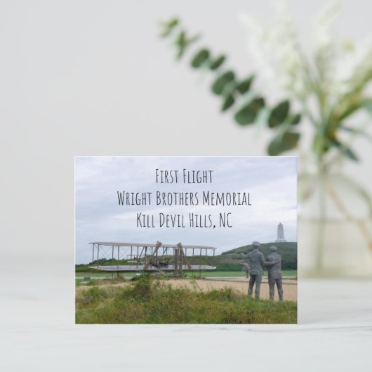 First Flight Wright Brothers Monument Post Card Briefkaart (Staand voorkant)