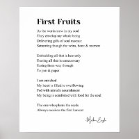 First Fruits Inspirerend poëzie muur kunst poster