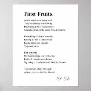 First Fruits Inspirerend poëzie muur kunst poster