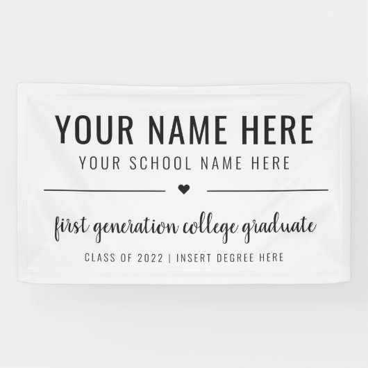 First Generation College Afstuderen Klasse 2022 Ba Spandoek (Horizontaal)