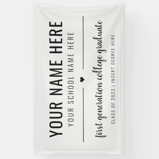 First Generation College Afstuderen Klasse 2022 Ba Spandoek (Verticaal)
