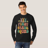 First Grad Squad Teacher  Retro Groovy Easter Bunn T-shirt (Voorkant volledig)
