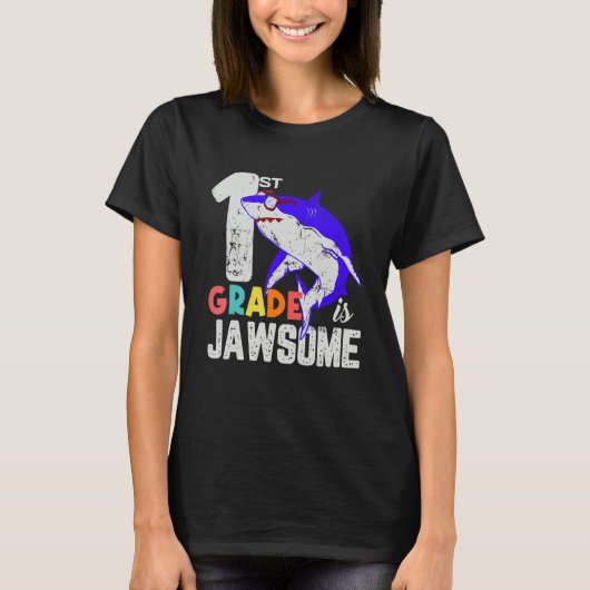 First Grade Boys Girls JawSome Shark First Day of T-shirt (Voorkant)
