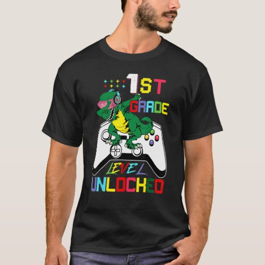 First Grade Dinosaur Dabbing Video Game Back To Sc T-shirt (Voorkant)