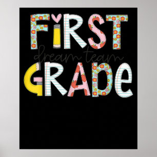 First Grade Dream Team Terug naar School 1st Grade Poster