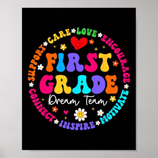 First Grade Dream Team Terug naar School Teacher L Poster (Voorkant)