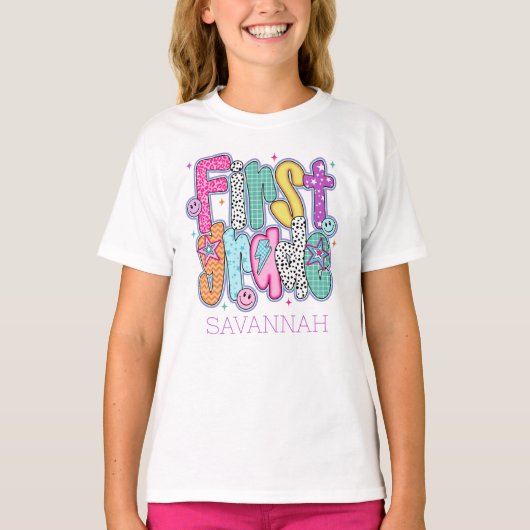 First Grade First Day of School Coquette Custom T-shirt (Voorkant)