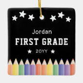 First Grade Kleurrijke Naam Foto Keepsake Keramisch Ornament (Voorkant)