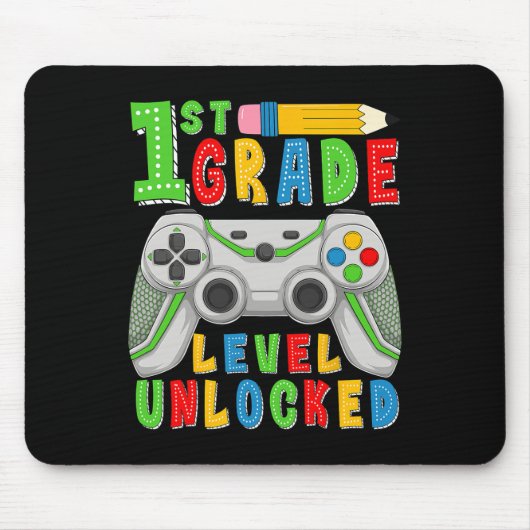 First Grade Level Unlocked Ck To School Gamer Boys Muismat (Voorkant)