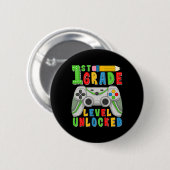 First Grade Level Unlocked Ck To School Gamer Boys Ronde Button 5,7 Cm (Voorkant /achterkant)