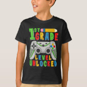 First Grade Level Unlocked Ck To School Gamer Boys T-shirt (Voorkant)