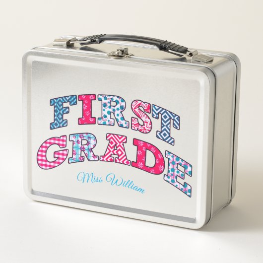 First Grade Personalized Metal Lunch Box Back to S (Voorkant)