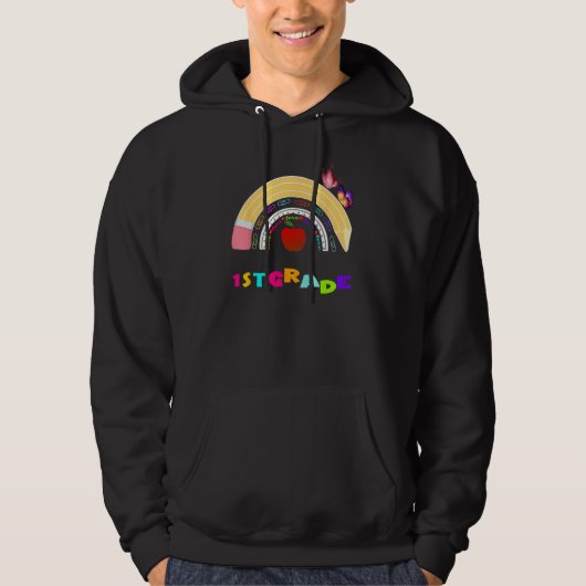 First Grade Rainbow Girls Boys Teacher Team 1st Gr Hoodie (Voorkant)