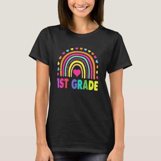 First Grade Rainbow Girls Boys Teacher Team 1st Gr T-shirt (Voorkant)