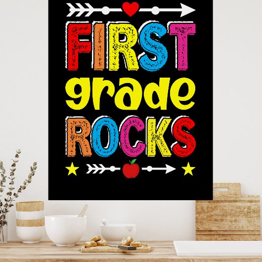 First Grade Rock Terug naar school Poster (Keuken)