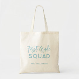 First Grade Squad Script Terug naar School Custom Tote Bag