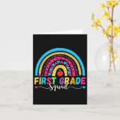 First Grade Squad Terug naar School Rainbow Boho 1 Kaart (Gele Bloem)