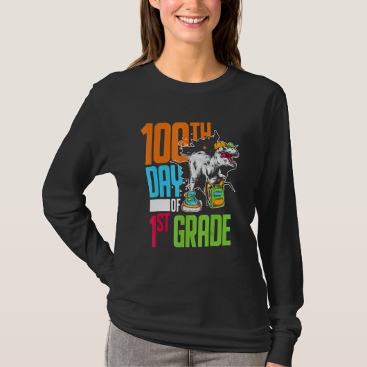 First Grade Student Kids 100th Day Gift 100 Days O T-shirt (Voorkant)