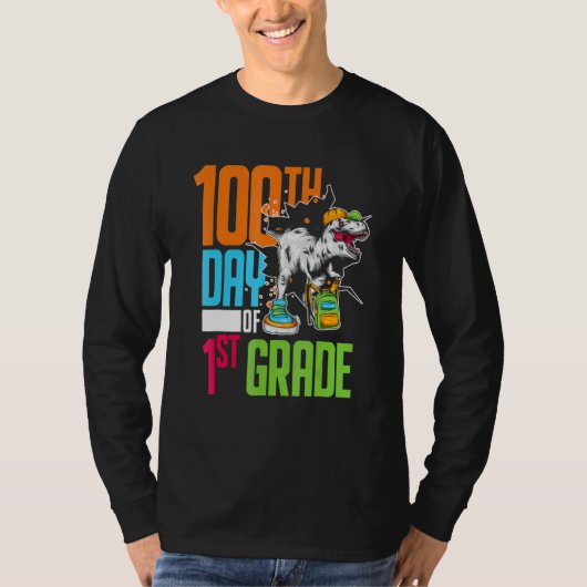 First Grade Student Kids 100th Day Gift 100 Days O T-shirt (Voorkant)