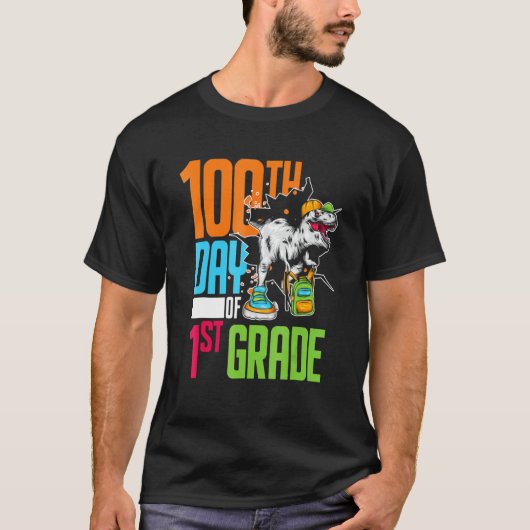 First Grade Student Kids 100th Day Gift 100 Days O T-shirt (Voorkant)