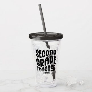 First Grade Teacher Black Typography Design Acryl Drinkbeker