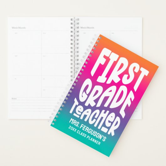 First Grade Teacher Colorful Ombre Planner (Display)