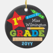 First Grade Teacher Keepsake Chalkboard Colorful Keramisch Ornament (Achterkant)