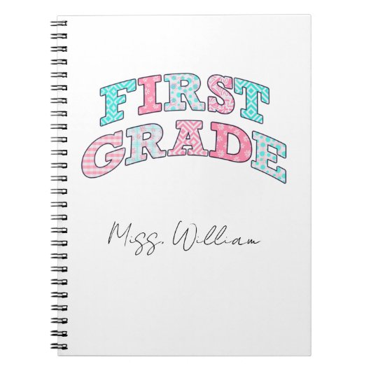 First Grade Teacher Personalized Spiral Notitieboek (Voorkant)