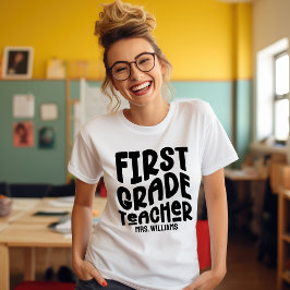 First Grade Teacher Simple Typography Design Tri-Blend Shirt