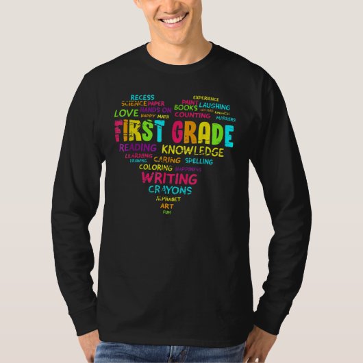 First Grade Team Teacher Student 1st Grade Heart T-shirt (Voorkant)