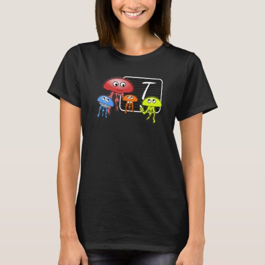 First Grader Jellyfish Letter As Monogram T-shirt (Voorkant)