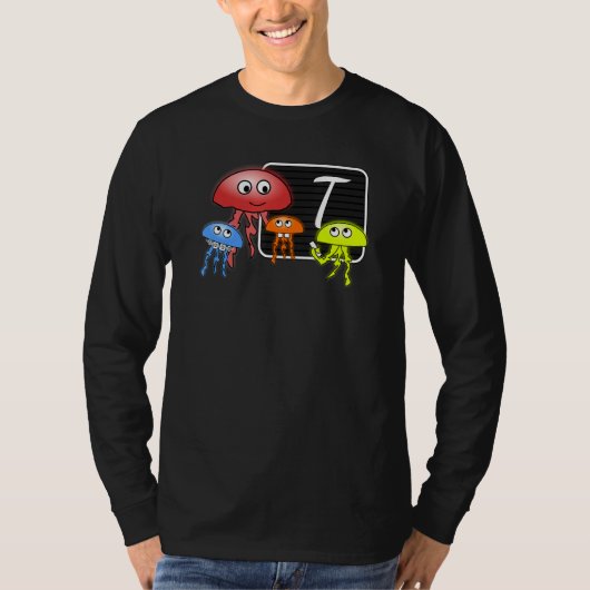 First Grader Jellyfish Letter As Monogram T-shirt (Voorkant)