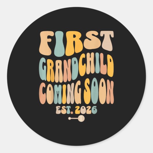 First Granhild Coming Soon 2026 Baby Announcement  Ronde Sticker (Voorkant)