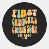 First Granhild Coming Soon 2026 Baby Announcement  Ronde Sticker (Voorkant)
