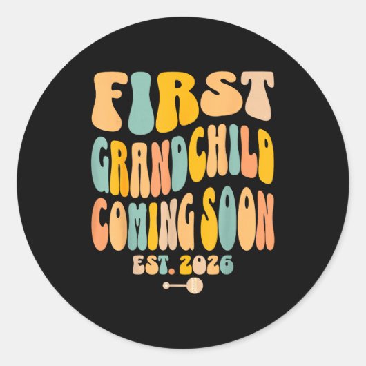 First Granhild Coming Soon 2026 Baby Announcement  Ronde Sticker (Voorkant)