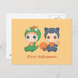 First Halloween Babies Black Cat Dragon Costuum Briefkaart