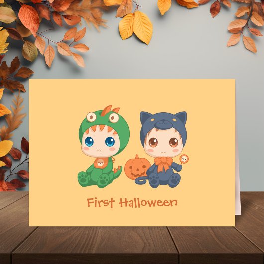First Halloween Babies Black Cat Dragon Costuum Kaart