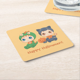 First Halloween Babies Black Cat Dragon Costuum Kartonnen Onderzetters