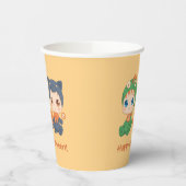 First Halloween Babies Black Cat Dragon Costuum Papieren Bekers (Links)