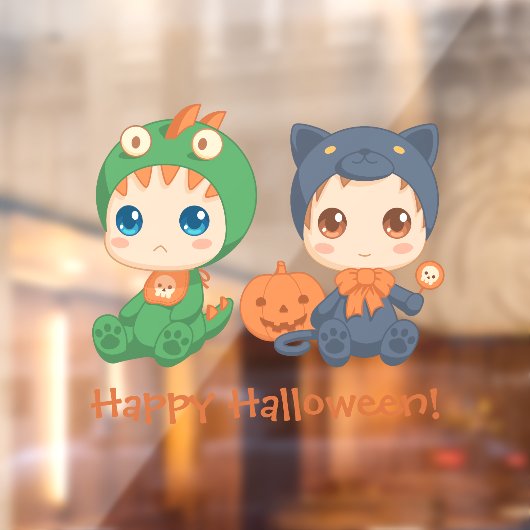 First Halloween Babies Black Cat Dragon Costuum Raamsticker (Vel 2)