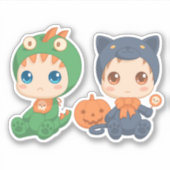 First Halloween Babies Black Cat Dragon Costuum Sticker (Voorkant)