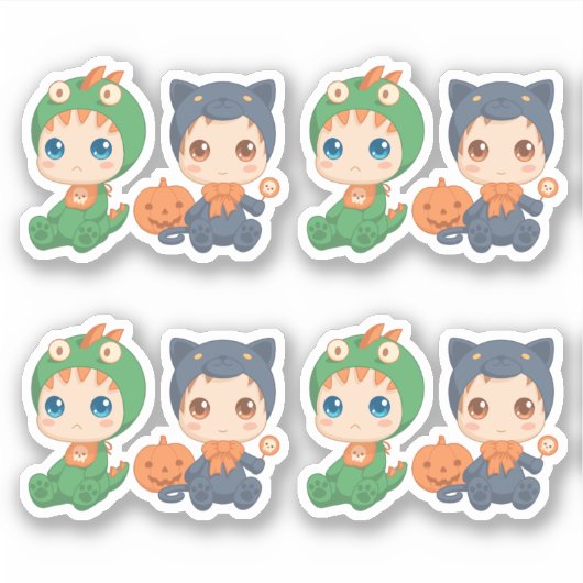 First Halloween Babies Cat Dragon Costume Set 4 Sticker (Voorkant)
