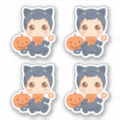 First Halloween Baby Black Cat Costume Set van 4 Sticker (Voorkant)