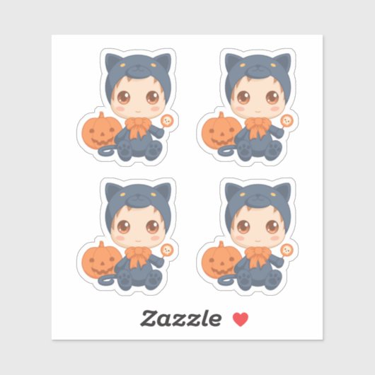 First Halloween Baby Black Cat Costume Set van 4 Sticker (Vel)