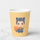 First Halloween Cute Baby Black Cat Costuum Papieren Bekers (Voorkant)