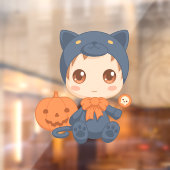First Halloween Cute Baby Black Cat Costuum Raamsticker (Vel 2)