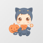 First Halloween Cute Baby Black Cat Costuum Raamsticker (Vel)