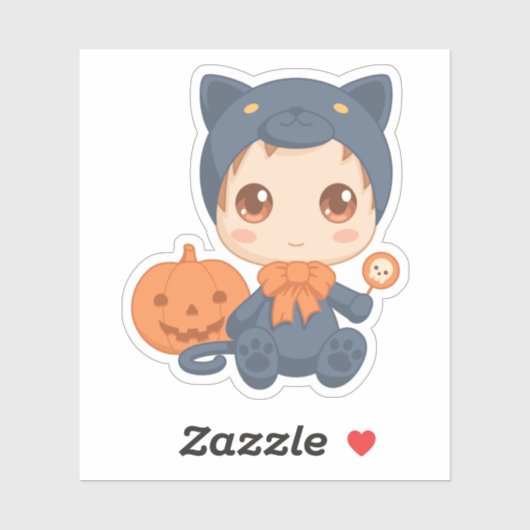 First Halloween Cute Baby Black Cat Costuum Sticker (Vel)