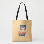 First Halloween Cute Baby Black Cat Costuum Tote Bag (Voorkant)
